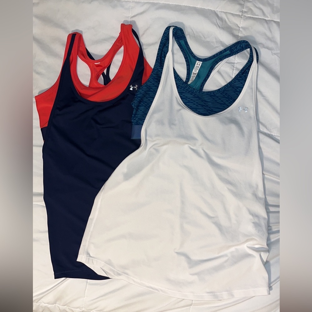 Bundle of 2 Under Armour tank tops with built in sports bra